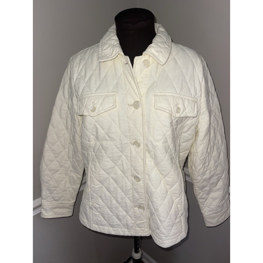 Talbots Corduroy Quilted Jacket Size Large‎ Barn Jacket Pockets Layering Cottage